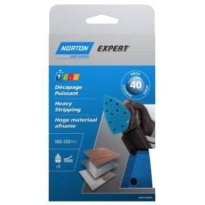 NORTON  - 5 garnitures corindon multi-ponceuse perfor&eacute;e (grain 180)