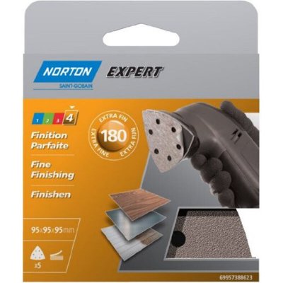 NORTON  - 5 garnitures corindon triangulaire perfor&eacute;e (grain 180)