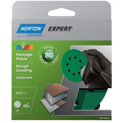 NORTON  - Disque auto-agrippant grain 80 d: 125 mm - lot de 5