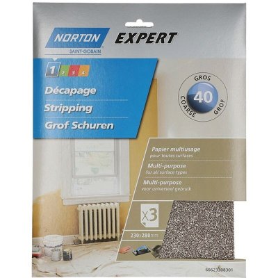 NORTON  Lot de 3 Feuilles 230 x 280 mm papier multi-usage Grain 40