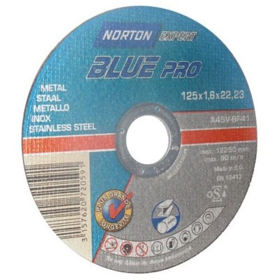 NORTON  Tron&ccedil;onnage fin plate expert M&eacute;tal/Inox 125 x 1,6 x 22,2