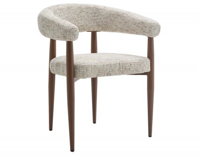 BEST MOBILIER Nour - fauteuil - en tissu mouchet&eacute; - pieds en m&eacute;tal effet bois - Beige
