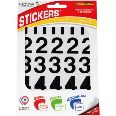 NOVAP Novadhesif - Pochette chiffres adhesifs souples (0 a 9) - 30 Mm - Noir