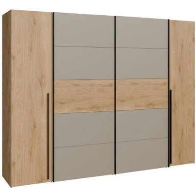 NRGS12512-Q317 Armoire 270 cm 2 coulissantes + 2 battantes ch&ecirc;ne/taupe