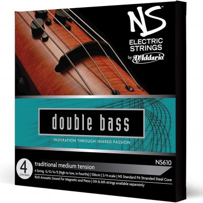D&APOS;ADDARIO NS610 - Jeu de cordes traditionnel contrebasse NS Electric, manche 3/4, Medium