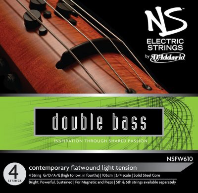 D ADDARIO AND CO NSFW610 - Jeu de cordes contrebasse 3/4 contemporain NS Electric, tirant Medium