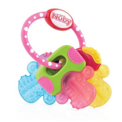 NUBY N&ucirc;by Anneau de dentition cl&eacute;s &agrave; gel r&eacute;frig&eacute;rant rose 