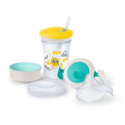 NUK  Coffret tasse enfant embouts All-in-1 PP turquoise/jaune 230 ml