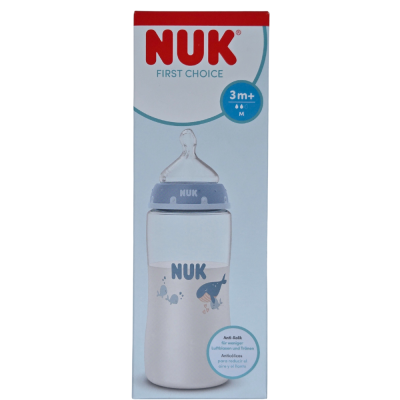 NUK  First Choice+ - Biberon 1er &acirc;ge 0-6mois 300ml blanc