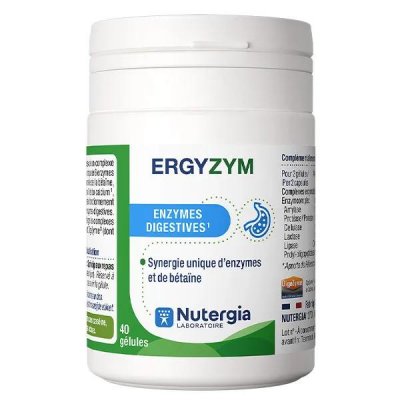 NUTERGIA  Ergyzym 40 G&eacute;lules - Enzymes Digestives - Pot 40 g&eacute;lules