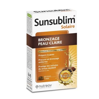 NUTREOV  Sunsublim Bronzage Peau Claire 28 Capsules - Bo&icirc;te 28 capsules