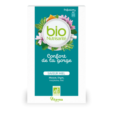 NUTRISANTE  Infusion bio confort de la gorge bo&icirc;te de 20 sachets