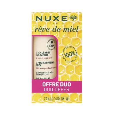 NUXE  Coffret de 2 rouges &agrave; l&egrave;vres hydratants R&ecirc;ve de miel, 4 g