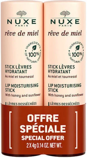 NUXE  - Duo sticks &agrave; l&egrave;vres hydratants R&ecirc;ve de Miel 2x4g Sticks 1 unit&eacute;