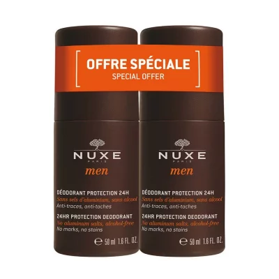 NUXE  MEN D&Eacute;ODORANT PROTECTION 24H ROLL-ON coffret 2 pz