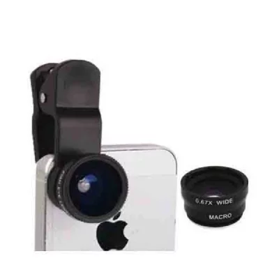 YONIS Objectif Fisheye 3 En1 Grand Angle 180&deg; Macro Noir Smartphone Universel Tablette