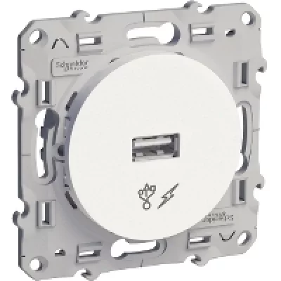 SCHNEIDER ELECTRIC Odace - prise alimentation chargeurs USB blanche - sortie 5V, 1A