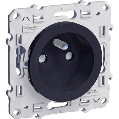SCHNEIDER ELECTRIC Odace prise de courant 2P+T pour r&eacute;novation anthracite - S540049 - Schneider