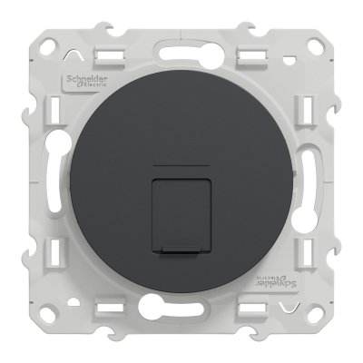 SCHNEIDER ELECTRIC Odace, prise RJ45 Anthracite, grade 3 (multim&eacute;dia) cat. 6 STP, &agrave; vis