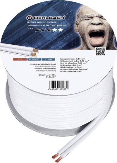 OEHLBACH  - 307 C&acirc;ble haut-parleur 2 x 4.00 mm&sup2; blanc 20 m S170631