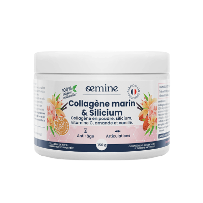 OEMINE  Collag&egrave;ne Marin & Silicium Go&ucirc;t Amande et Vanille 150 g - Pot