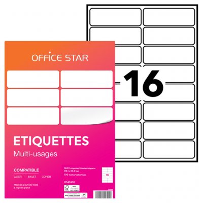 AVERY Office Star - Blanc - 99.1 x 33.9 mm 1600 &eacute;tiquette(s) (100 feuille(s) x 16) &eacute;tiquettes