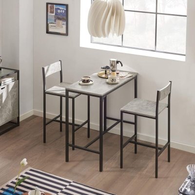 OGT03-HG Ensemble Table de Bar + 2 Chaises Set de 1 Table + 2 Tabouret Haut de Bar Table Haute