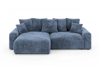 CASANOVA PARIS Oli - Canap&eacute; D'angle Convertible Tissu Chenille 4 Places Bleu