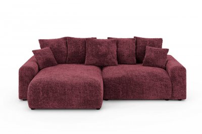 CASANOVA PARIS Oli - Canap&eacute; D'angle Convertible Tissu Chenille 4 Places Bordeaux