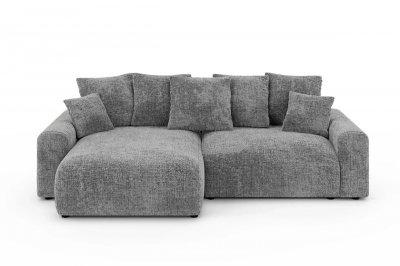 CASANOVA PARIS Oli - Canap&eacute; D'angle Convertible Tissu Chenille 4 Places Gris Fonc&eacute;