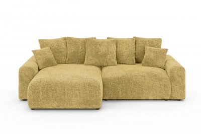 CASANOVA PARIS Oli - Canap&eacute; D'angle Convertible Tissu Chenille 4 Places Moutarde