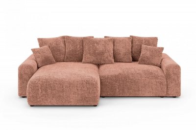 CASANOVA PARIS Oli - Canap&eacute; D'angle Convertible Tissu Chenille 4 Places Terracotta