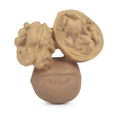 OLI&CAROL Oli & Carol - Jouet de dentition pour b&eacute;b&eacute; en caoutchouc naturel, Nutty the Walnut, 8 cm