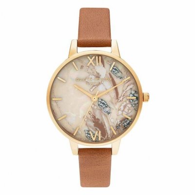 OLIVIA BURTON  Montre Analogique &agrave; Quartz pour Femme avec Bracelet en Cuir Marron - OB16VM39