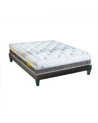 OLYMPE LITERIE  Ensemble DELPHES 90x200 cm Matelas M&eacute;moire de forme + Sommier Bois Ferme