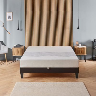 OLYMPE LITERIE  Ensemble SENSITIVE 140x190 cm Matelas M&eacute;moire de forme + Sommier Bois Ferme