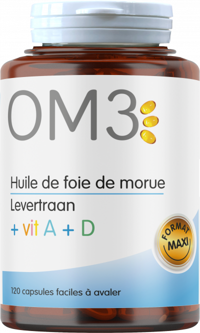 OM3  Huile de Foie de Morue + Vitamines A + D 120 capsules
