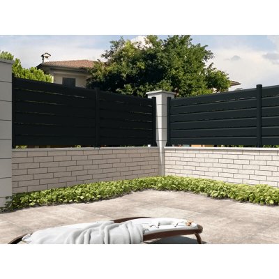 OMBRAZUR  - Cl&ocirc;ture Brise vue Gris anthracite l 1911 x h 478 mm 3 lames