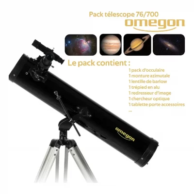 OMEGA Omegon Telescope N 76/700 AZ-1, t&eacute;lescope &agrave; Miroir avec 76 mm d'ouverture et 700 mm de focale