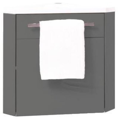 ONDEE - Lave-mains d'angle NINO - 53cm - Gris - Laqu&eacute; - Livr&eacute; en kit