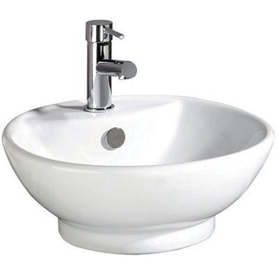 ONDEE - Vasque ronde bol &agrave; poser PORTOFINO - Blanc - 43cm - C&eacute;ramique - Avec trop plein