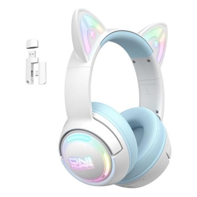 ONIKUMA  GT838 Casque Sans fil et filaire Arceau Gaming Bluetooth Blanc et Bleu