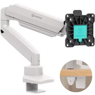 ONKRON  Bras Ecran PC de 13-32 Pouces 10 kg, VESA 75x75 & VESA 100x100, Blanc G80-BW