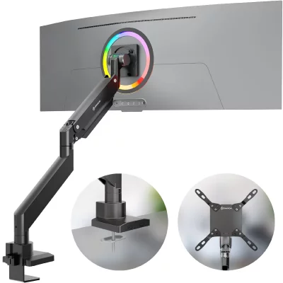 ONKRON  Bras &Eacute;cran PC/TV 17-57, 27 kg max, VESA 75x75-200x200, Inclinable, Pivotant, G130-B Noir
