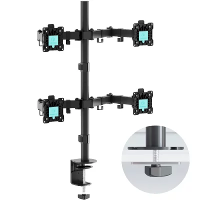 ONKRON  Support Ecran 4 PC 13 - 32 Pouces, 8 kg, VESA 75x75 et VESA 100x100,D421E-B Noir