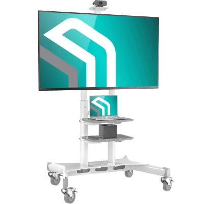 ONKRON  TS1881 WHT Meuble TV sur roulettes pour t&eacute;l&eacute;viseurs de 55 &agrave; 80 pouces
