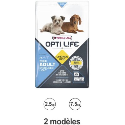 OPTI LIFE  Adult Sterilised Light Mini pour chien 2 x 2,5 kg