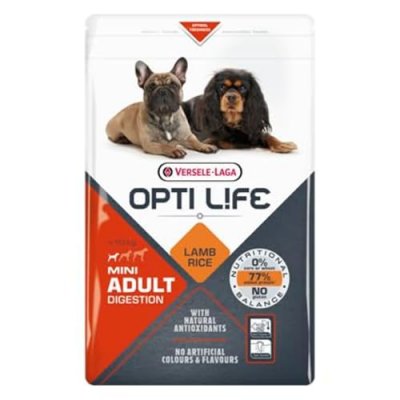 OPTI LIFE  Chien Mini Adulte Digestion, Agneau & Riz 2,5 kg