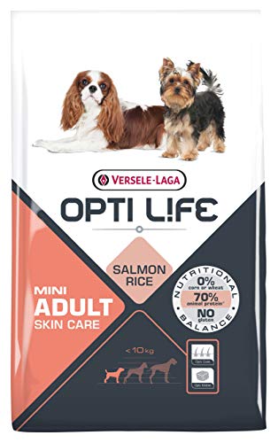 OPTI LIFE  Chien Mini Adulte Peau Sensible, Saumon & Riz 2 x 7,5 kg