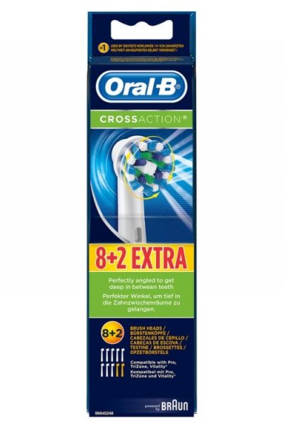 ORAL B Oral-B CrossAction - T&ecirc;te de brosse de rechange - pour brosse &agrave; dent (pack de 10)
